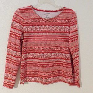 Talbots The Tee Snowflake Print Long Sleeve Top Size S Petit